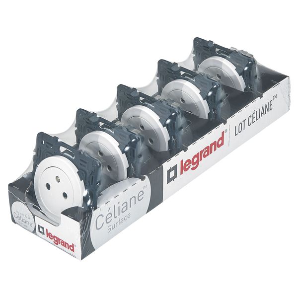 MULTIPACK CELIANE 5 SURFACE SOCKETS FB STANDARD 2P+E WHITE COMPOSABLE image 3