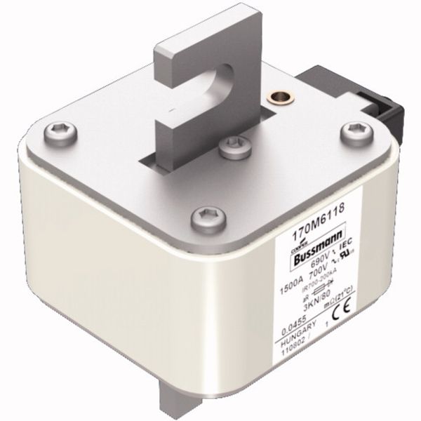 Fuse-link, high speed, 1500 A, AC 690 V, DIN 3, 76 x 92 x 109 mm, aR, DIN, IEC, single indicator image 3