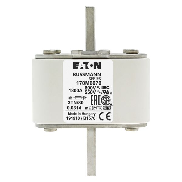 Fuse-link, high speed, 1800 A, AC 600 V, DIN 3, 76 x 90 x 109 mm, aR, DIN, IEC, single indicator image 8