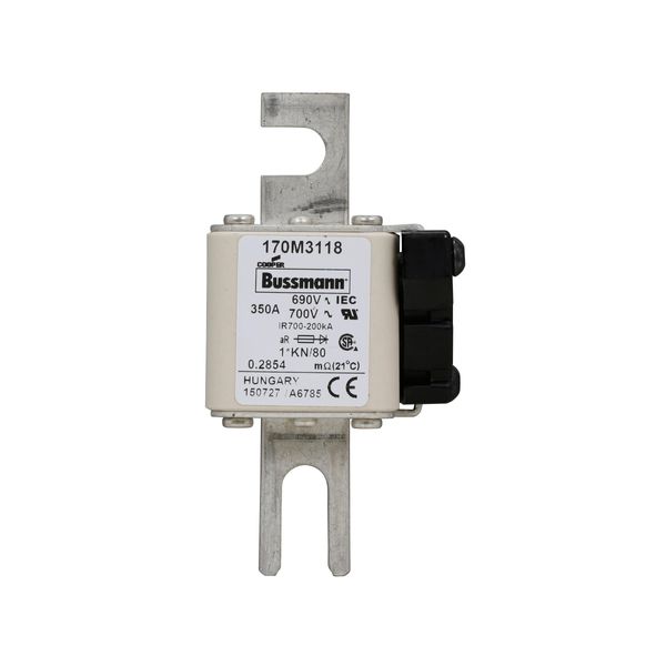 Fuse-link, high speed, 350 A, AC 690 V, compact DIN 1, 45 x 59 x 104 mm, aR, DIN, IEC, single indicator image 12