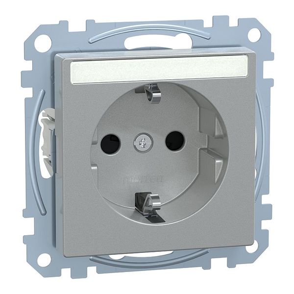 SCHUKO socket with indicator light and label, touch protection, plug-in terminals, aluminum, System M image 1