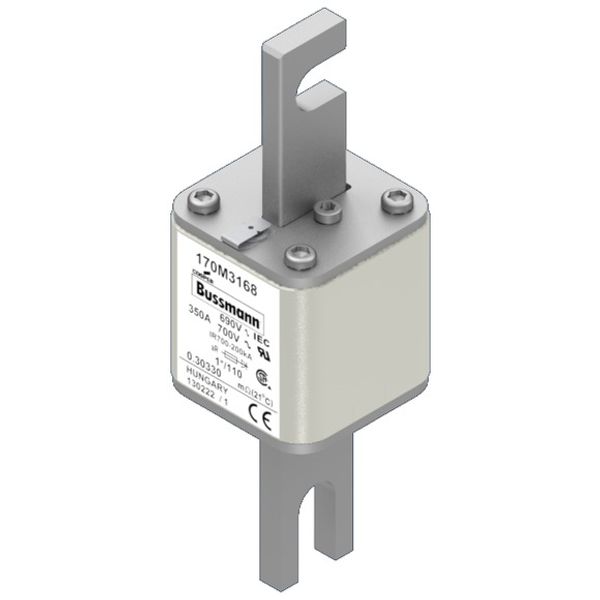 Fuse-link, high speed, 350 A, AC 690 V, compact size 1, 45 x 45 x 134 mm, aR, DIN, IEC, single indicator image 1