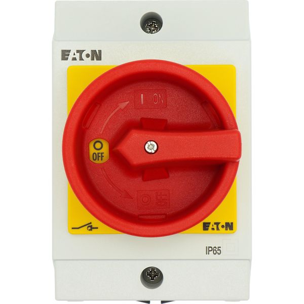 Main switch, T0, 20 A, surface mounting, 2 contact unit(s), 3 pole + N, Emergency switching off function, With red rotary handle and yellow locking ri image 39