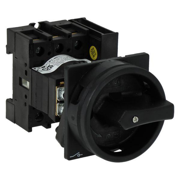 Main switch, P1, 40 A, rear mounting, 3 pole, 1 N/O, 1 N/C, STOP function, With black rotary handle and locking ring, Lockable in the 0 (Off) position image 14