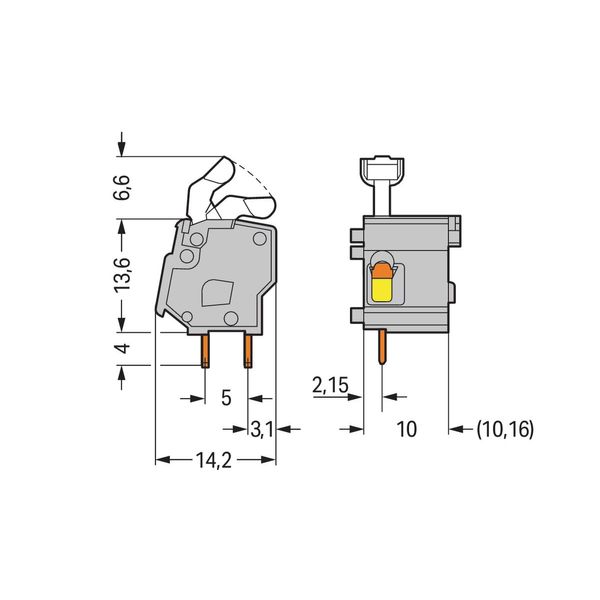 Stackable PCB terminal block push-button 2.5 mm² dark gray image 2