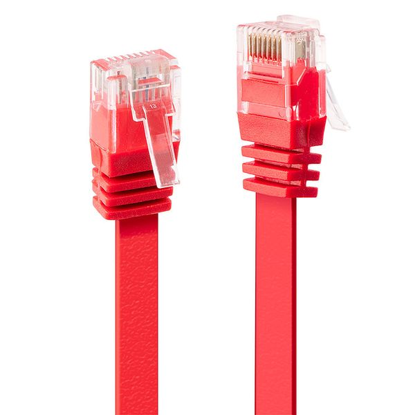 3m Cat.6 U/UTP Flat Network Cable, Red RJ45, M/M, 250MHz, copper, 32AWG image 1