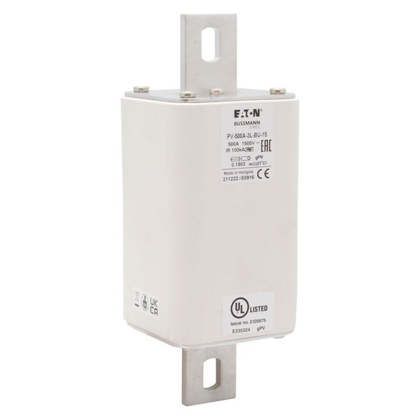 Fuse-link, high speed, 500 A, DC 1500 V, 3L, 75 x 205 mm, gPV, IEC, UL, without indicator, bolted contacts image 14