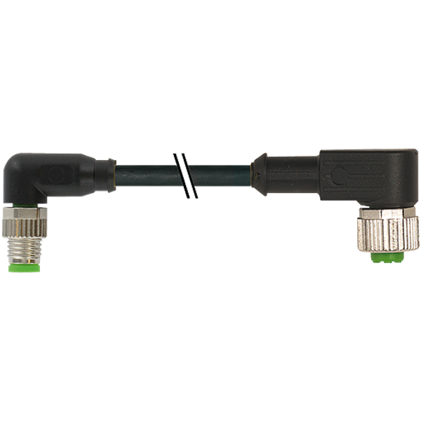 M8 male 90° / M12 female 90° A-cod. PUR 3x0.25 bk UL/CSA+drag ch. 7m image 1