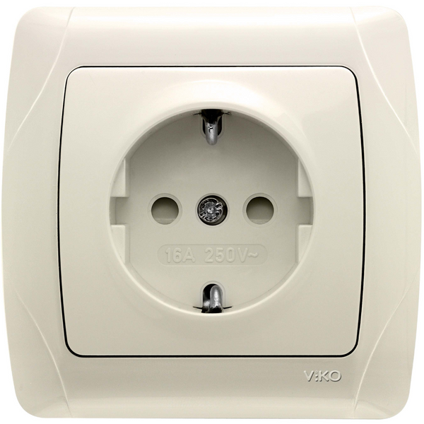 Carmen Beige Earthed Socket Child Protection image 1