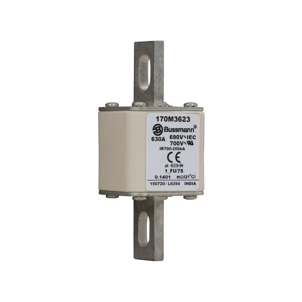 Fuse-link, high speed, 630 A, AC 690 V, compact size 1, 45 x 45 x 110 mm, aR, IEC, UL image 3