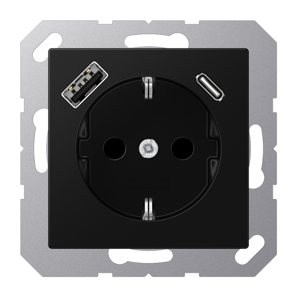 SCHUKO socket with USB type AC A1520-15CASWM image 1