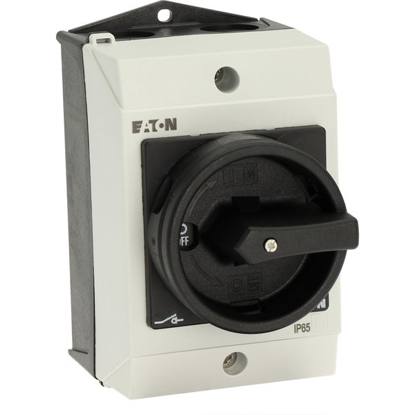 Main switch, T0, 20 A, surface mounting, 1 contact unit(s), 2 pole, STOP function, With black rotary handle and locking ring, Lockable in the 0 (Off) image 35