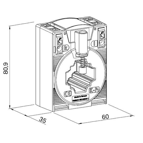 855-305/075-201 Plug-in current transformer; Primary rated current: 75 A; Secondary rated current: 5 A image 2