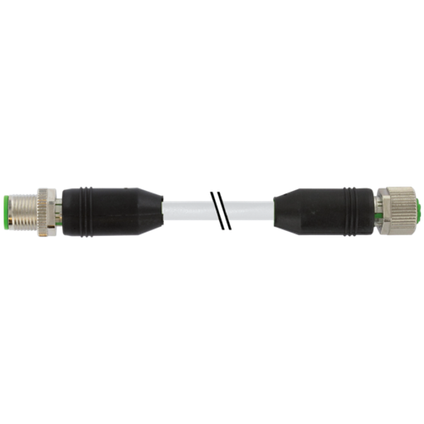 M12 male 0° / M12 female 0° A-cod. Shielded PUR 5x0.34 shielded gy 3m image 1