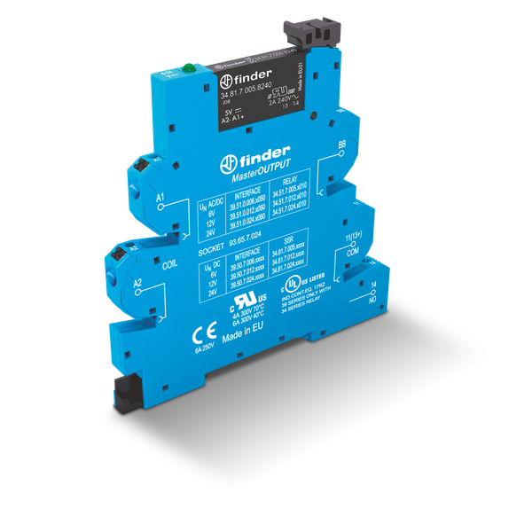 Rel. interface SSR MasterOUTPUT Push-IN In.6VDC/SEN/1NO Out.6A/24VDC (39.50.7.006.9024) image 1