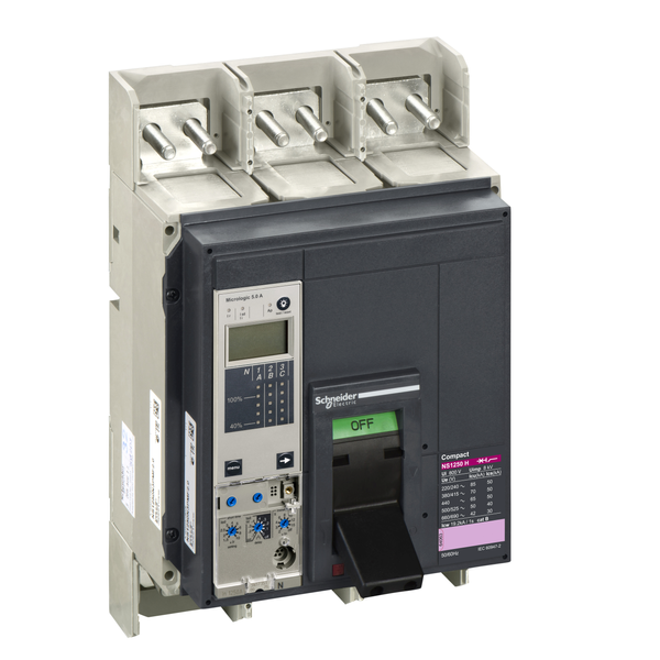 circuit breaker ComPact NS1250H, 70 kA at 415 VAC, Micrologic 5.0 A trip unit, 1250 A, fixed,3 poles 3d image 3