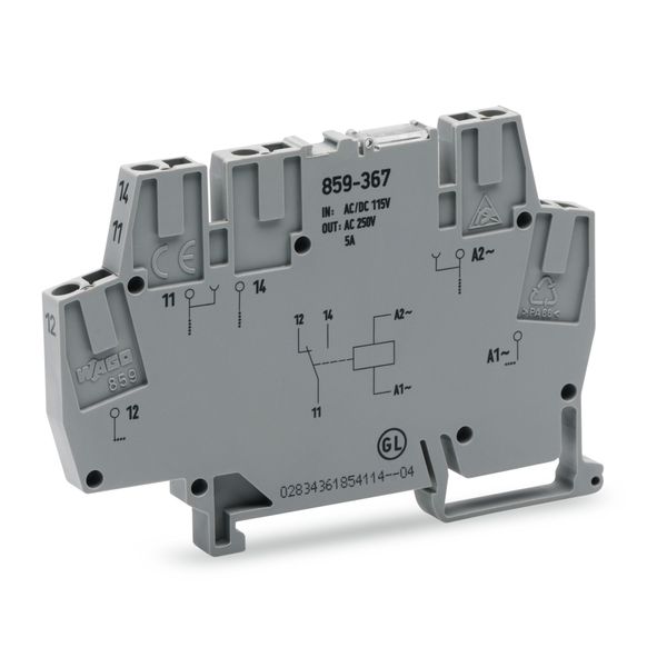 859-367 Relay module; Nominal input voltage: 115 VAC; 1 changeover contact image 1