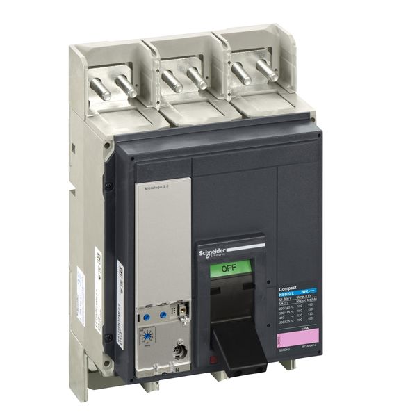 circuit breaker ComPact NS800L, 150 kA at 415 VAC, Micrologic 2.0 trip unit, 800 A, fixed, 3 poles 3d image 4
