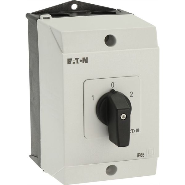 Reversing switches, T3, 32 A, surface mounting, 3 contact unit(s), Contacts: 5, 60 °, maintained, With 0 (Off) position, 1-0-2, Design number 8401 image 44