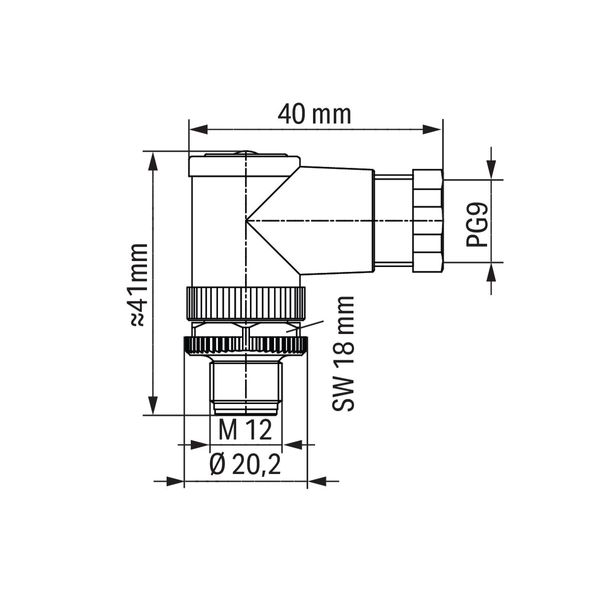 Fitted pluggable connector 4-pole M12 plug, right angle image 1