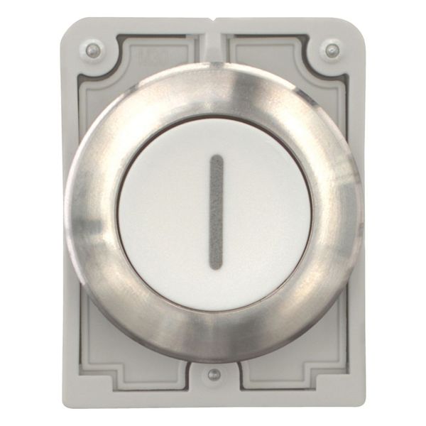 Pushbutton, RMQ-Titan, flat, momentary, White, inscribed 1, Front ring stainless steel image 4