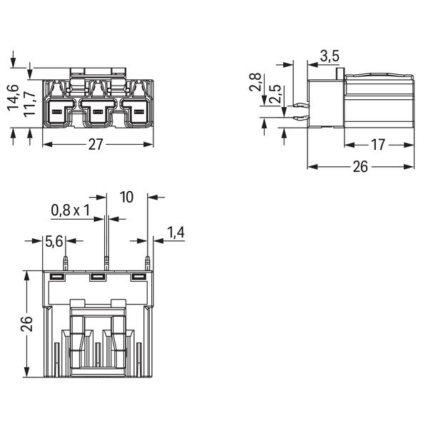 Plug for PCBs straight 3-pole white image 8