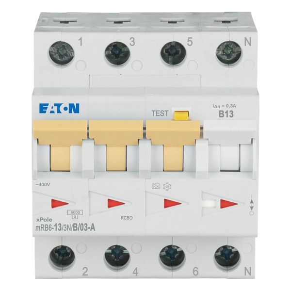 RCD/MCB combination, 13 A, 300 mA, MCB trip characteristic: B, 3p+N, RCD trip characteristic: A image 3