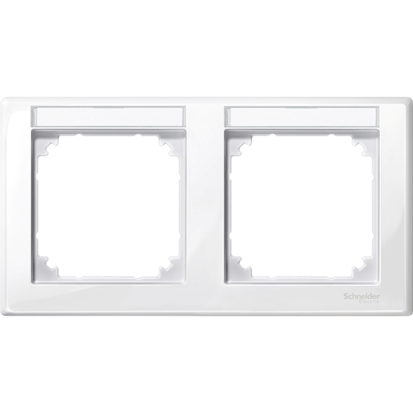 M-Smart frame, 2-gng w. label.bracket, horizontal installation, pol.wht., glossy image 3