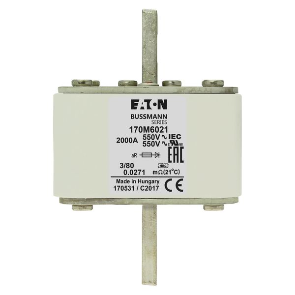 Fuse-link, high speed, 750 A, AC 1500 V, size 3, 74 x 96 x 112 mm, aR, IEC, single indicator image 16