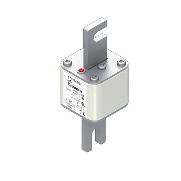 Fuse-link, high speed, 700 A, AC 690 V, DIN 1, 53 x 66 x 138 mm, aR, DIN, IEC, single indicator image 4