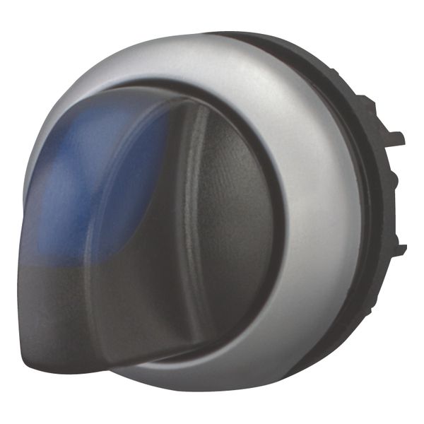 Illuminated selector switch actuator, RMQ-Titan, With thumb-grip, momentary, 3 positions, Blue, Bezel: titanium image 2