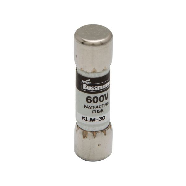 Eaton Bussmann series KLM fuse, 600 Vac, 600 Vdc, 25A, 100 kAIC at 600 Vac, 50 kAIC at 600 Vdc, Non Indicating, Fast acting, Ferrule end X ferrule end, Melamine tube, Nickel-plated bronze endcap image 7