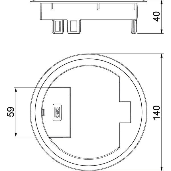 GES R2 9011 Floor socket with cord outlet 140x140x40 image 2