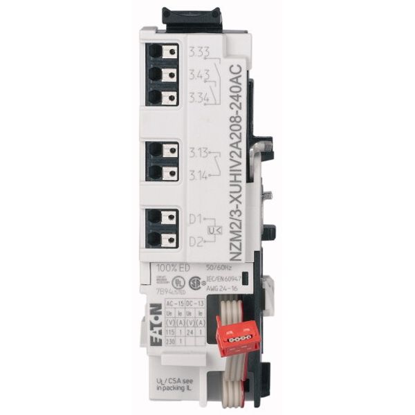 Undervoltage release for NZM2/3, configurable relays, 2NO, 1 early-make auxiliary contact, 1NO, 24AC, Push-in terminals image 1