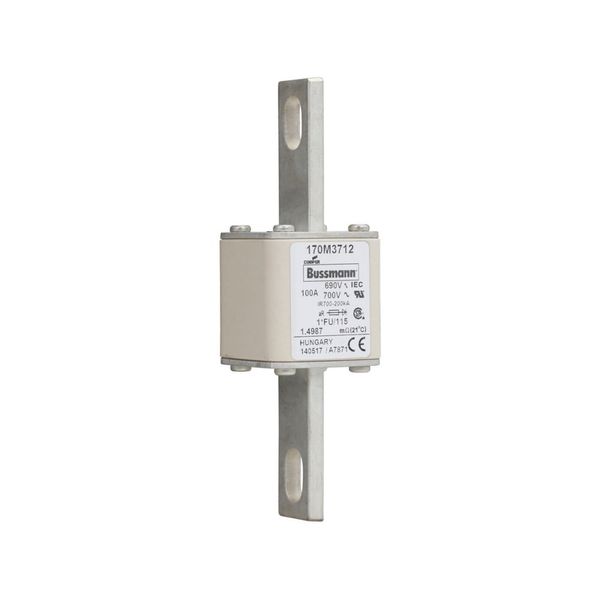 Fuse-link, high speed, 100 A, AC 690 V, compact size 1, 45 x 45 x 148 mm, aR, IEC, UL image 11