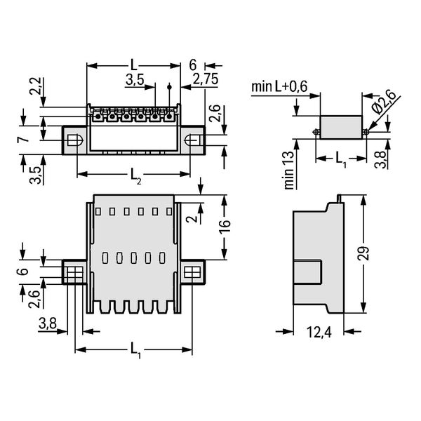 Panel feedthrough male connector clamping collar 4-pole light gray image 3