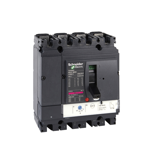 circuit breaker ComPact NSX160H, 70 kA at 415 VAC, TMD trip unit 160 A, 4 poles 4d image 4
