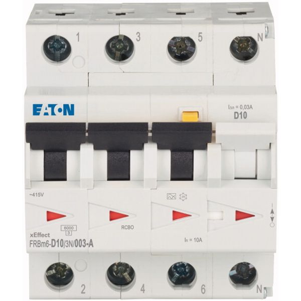 RCD/MCB combination, 10 A, 30 mA, MCB trip characteristic: D, 3p+N, RCD trip characteristic: A image 1