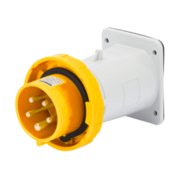 STRAIGHT FLUSH MOUNTING INLET - IP67 - 3P+N+E 32A 100-130V 50/60HZ - YELLOW - 4H - SCREW WIRING image 1