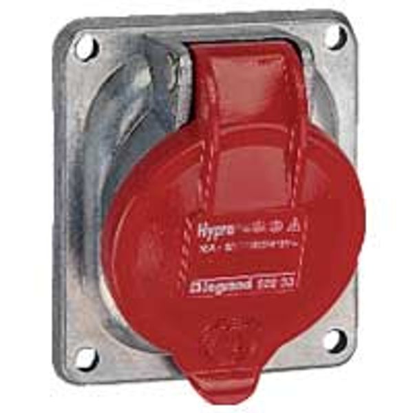 Panel mounting socket inclined outlet Hypra - IP44 -380/415V~ -16 A -3P+E -metal image 1