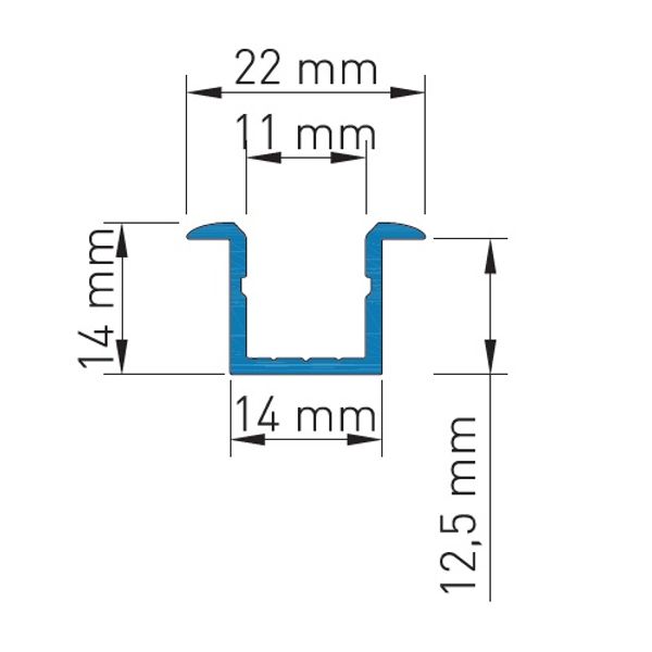 Aluminium profile KLI,  L-2000mm W-14mm H-14mm image 2