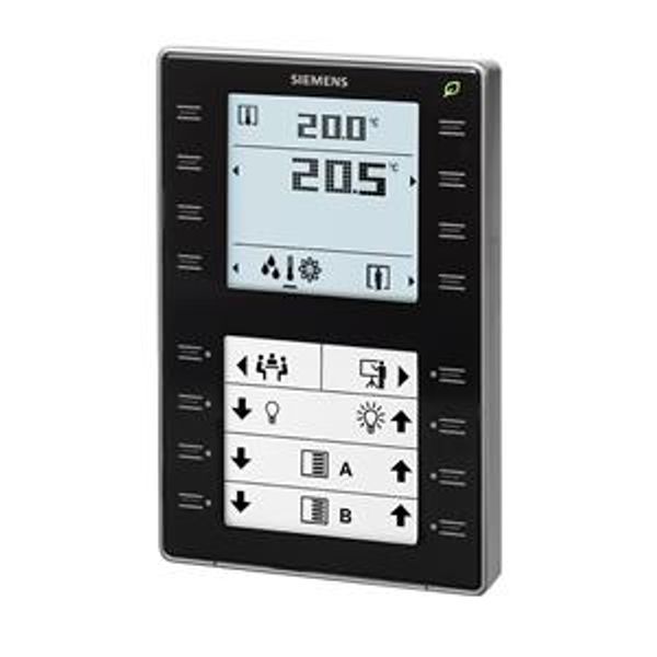 QMX3.P37-1BSC - Room operator unit KNX with temperature sensor, segmented backlit display, configurable touchkeys, LED display, black image 2