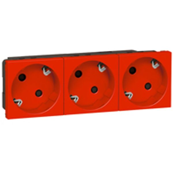 Multi-support multiple socket Mosaic - 3 x 2P+E automatic term. - tamperproof image 1