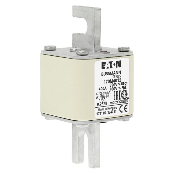 Fuse-link, high speed, 400 A, AC 690 V, DIN 1, 53 x 53 x 108 mm, aR, DIN, IEC, single indicator image 10