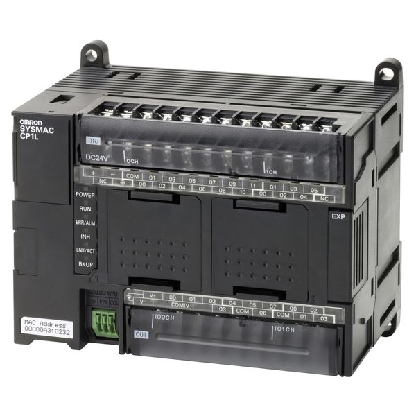 PLC, 24 VDC supply, 18 x 24 VDC inputs, 12 x PNP outputs 0.3 A, 2 x an image 2