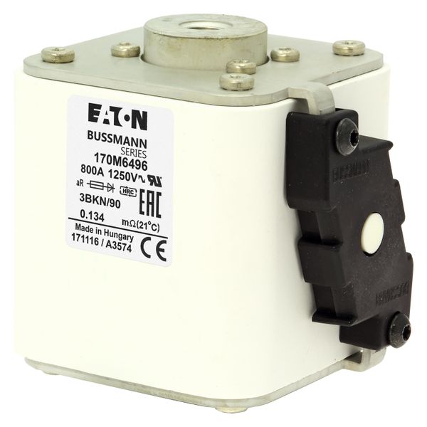 Fuse-link, high speed, 800 A, AC 1250 V, size 3, 76 x 92 x 91 mm, aR, IEC, UL, type K indicator, flush end, M12 image 6