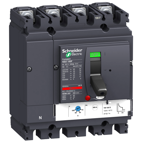 circuit breaker ComPact NSX100F, 36 kA at 415 VAC, TMD trip unit 40 A, 4 poles 3d image 3