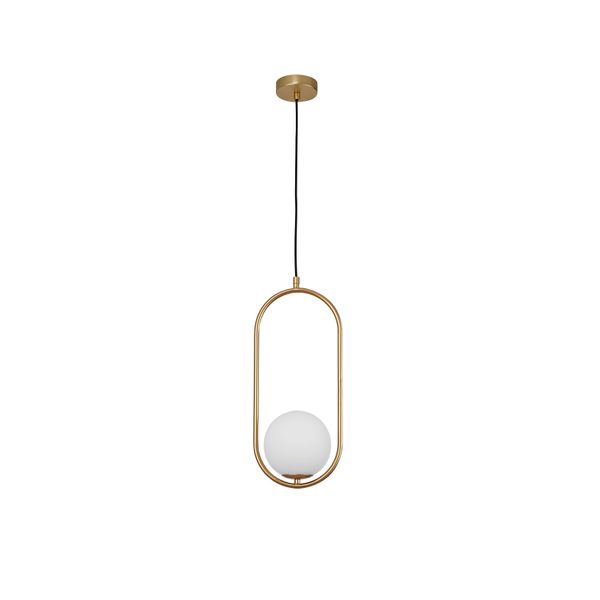 Opal Glass  Brass Gold Metal  LED G9 1x5 Watt 230 Volt  IP20 Bulb Excluded   L: 20 W: 15 H1: 47.6 H2: 120 cm Adjustable height image 1