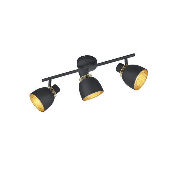 Punch spotlight 3-pc E14 matt black/gold image 1