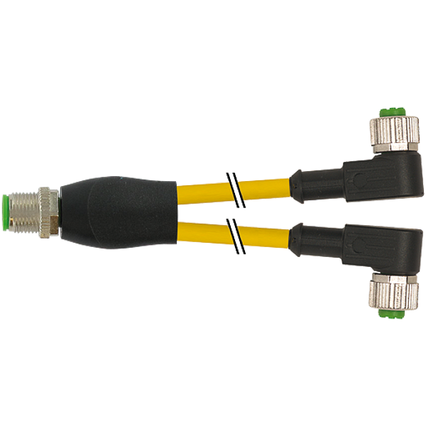 Y-Distributor M12 male/fem. 90° A-cod. PUR 3x0.34 ye+rob+drag-ch 0.6m image 1